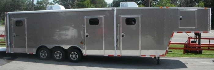 SLE Enclosed Trailers Enclosed Trailer 8.5'x36' Gooseneck Event Food Car Hauler (Silver) Storage 3 SLE Enclosed Trailers Enclosed Trailer 8.5'x36' Gooseneck Event Food Car Hauler (Silver) Storage
