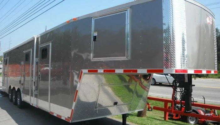 SLE Enclosed Trailers Enclosed Trailer 8.5'x36' Gooseneck Event Food Car Hauler (Silver) Storage 4 SLE Enclosed Trailers Enclosed Trailer 8.5'x36' Gooseneck Event Food Car Hauler (Silver) Storage - Image 2