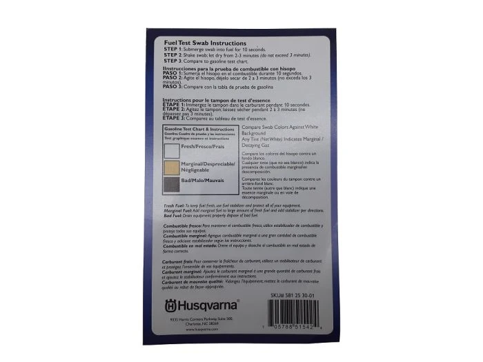 Husqvarna 584976801 Gas Fuel Test Strips Swab Freshness Age 4 Husqvarna 584976801 Gas Fuel Test Strips Swab Freshness Age - Image 2