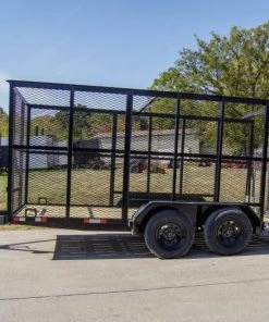 Alternative view of SLE Utility Trailers 6.4' X 14' Tandem Axle Straight Utility Trailer - Mesh 6' Sides