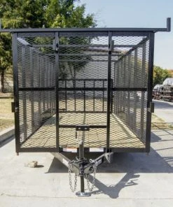 Alternative view of SLE Utility Trailers 7x18 Tandem Straight Deck Utility Trailer 6ft Mesh Sides Ladder Racks
