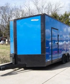 SLE Enclosed Trailers 8.5x18 Blue V-Nose Slant Top Enclosed Trailer With Blackout Package