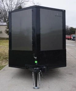 Alternative view of SLE Enclosed Trailers 7x12 Enclosed Trailer Charcoal V-Nose Blackout Package 3,500lb Axle Storage