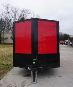 Alternative view of SLE Enclosed Trailers 7x14 Enclosed Trailer Red V-Nose Blackout Package 3,500lb Axle Storage