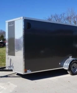 SLE Enclosed Trailers Enclosed Trailer 6'x12' Charcoal- V-Nose 3,500 Lb. Axle Storage