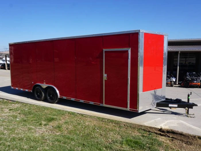 SLE Enclosed Trailers 8.5x24 Red Enclosed Trailer (2) 5200lb Axles 7.5 Interior Height Storage 3 SLE Enclosed Trailers 8.5x24 Red Enclosed Trailer (2) 5200lb Axles 7.5 Interior Height Storage