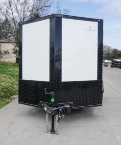 Alternative view of SLE Enclosed Trailers 7x12 Enclosed Trailer White V-Nose Blackout Package 3,500lb Axle Storage