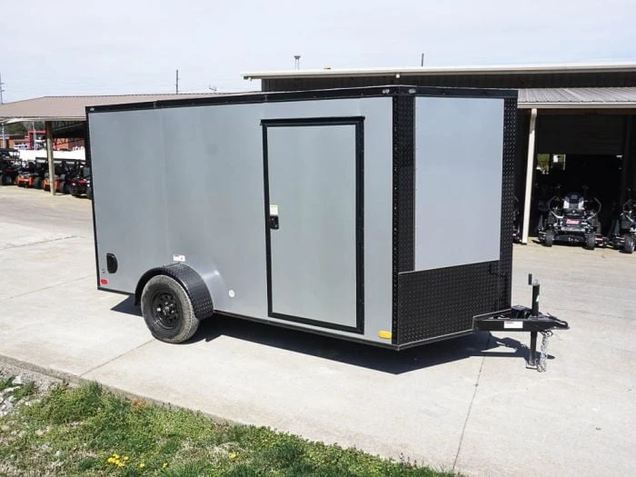 SLE Enclosed Trailers 7x12 Enclosed Trailer Silver V-Nose Blackout Package 3,500lb Axle Storage 3 SLE Enclosed Trailers 7x12 Enclosed Trailer Silver V-Nose Blackout Package 3,500lb Axle Storage