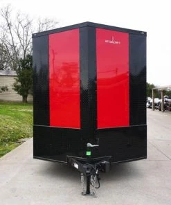 SLE Enclosed Trailers 7x16 Enclosed Trailer Red V-Nose Blackout Pkg Tandem Axle Storage