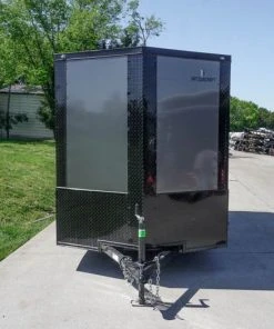 Alternative view of SLE Enclosed Trailers 6x12 Enclosed Trailer Charcoal V-Nose Blackout Package 3,500lb Axle Storage