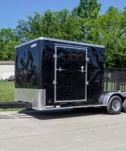 SLE Enclosed Trailers 7x18 Hybrid Flat-Nose Enclosed Trailer With 4ft Mesh Deck Storage