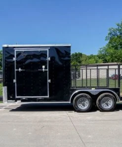 Alternative view of SLE Enclosed Trailers 7x18 Hybrid Flat-Nose Enclosed Trailer With 4ft Mesh Deck Storage