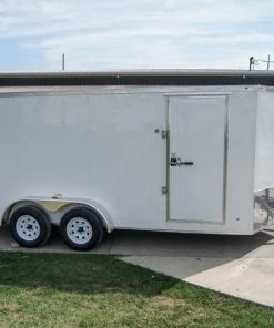 SLE Enclosed Trailers 7x16 White V-Nose Enclosed Trailer With Elect Pkg (2) 3500lb Axle Storage