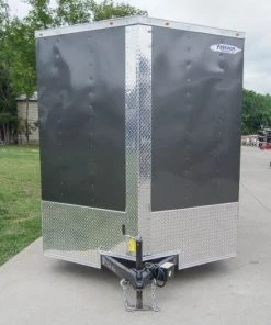 Alternative view of SLE Enclosed Trailers 7x12 Charcoal V-Nose Custom Enclosed Trailer 3500lb Axle With Brake Storage
