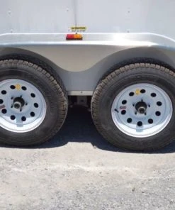 Alternative view of SLE Enclosed Trailers 7x14 Enclosed Trailer White V-Nose Ladder Racks (2) 3500lb Axles Storage