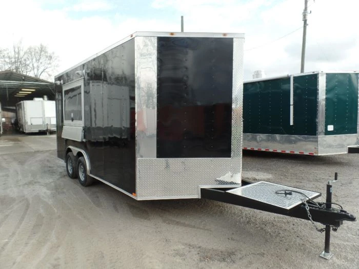 SLE Concessions 8.5' X 16' Black Catering Event Concession Food Trailer 8 SLE Concessions 8.5' X 16' Black Catering Event Concession Food Trailer - Image 6
