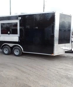 Alternative view of SLE Concessions 8.5' X 16' Black Catering Event Concession Food Trailer